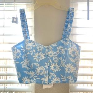 NWT Zara Light Blue Floral Crop Top